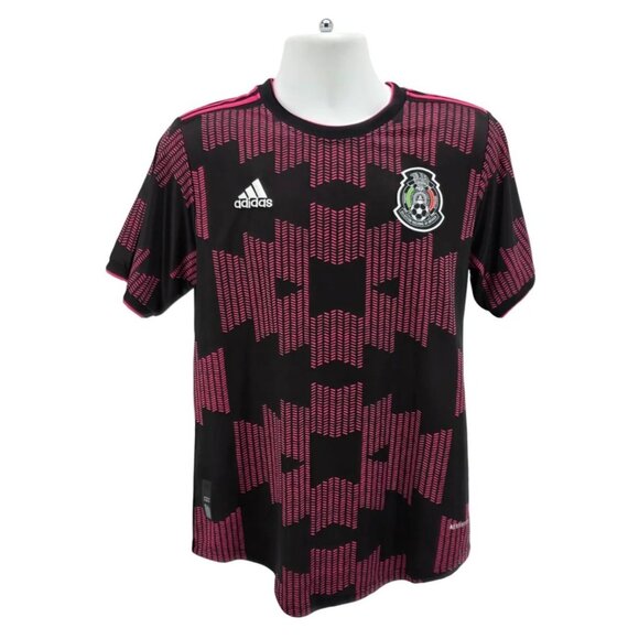 ADIDAS Mens Medium Jersey Soccer Mexico 2021 Home Stadium Jersey Pink Black #15 - Picture 10 of 10